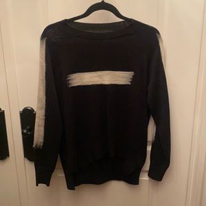 ALLSAINTS black merino wool sweater with white detailing